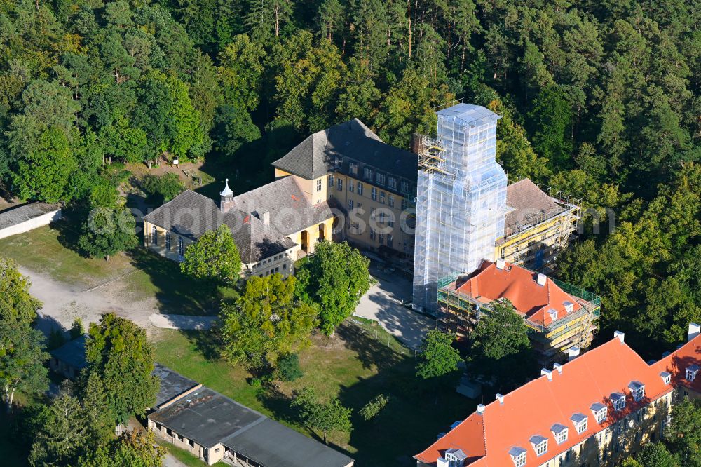 Templin from above - Construction sites for the conversion, expansion and modernization of the school building Joachimsthalsches Gymnasium on street Prenzlauer Allee in Templin in the state Brandenburg, Germany