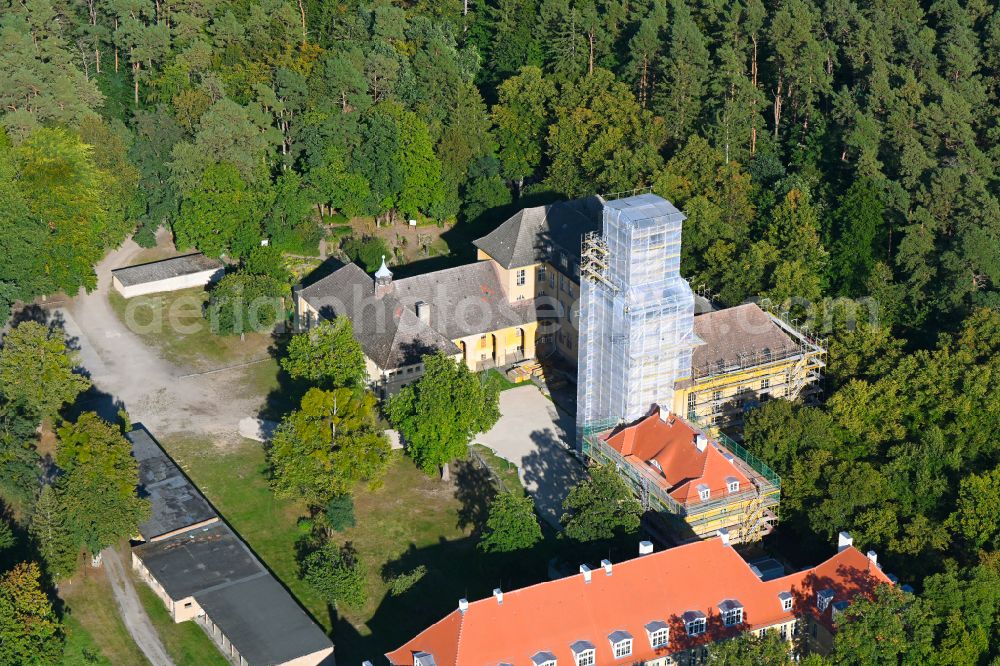Templin from the bird's eye view: Construction sites for the conversion, expansion and modernization of the school building Joachimsthalsches Gymnasium on street Prenzlauer Allee in Templin in the state Brandenburg, Germany