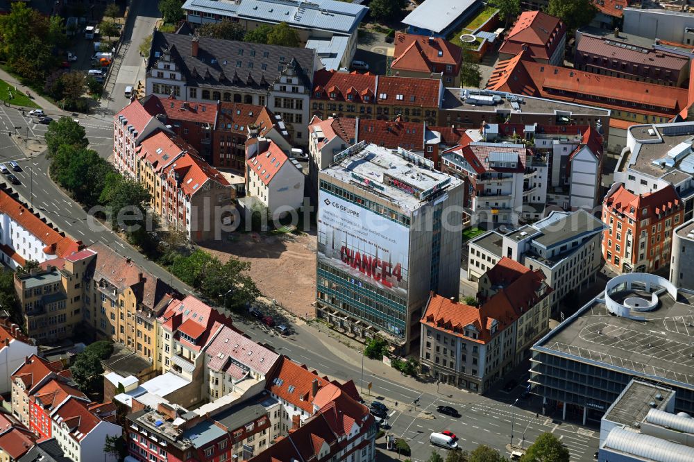 Aerial photograph Erfurt - Reconstruction and new construction of high-rise building of CHRONICLE - TA-Hochhaus - Chance 4 on street Max-Reger-Strasse in the district Altstadt in Erfurt in the state Thuringia, Germany