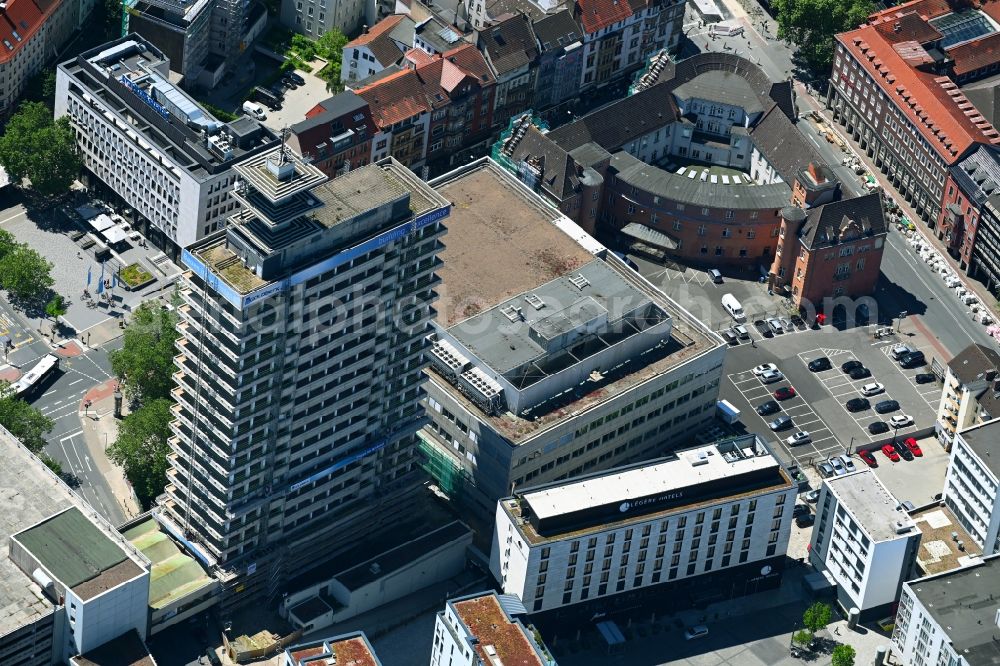 Aerial photograph Bielefeld - Reconstruction and new construction of high-rise building on Kesselbrink on Friedrich-Ebert-Strasse in the district Mitte in Bielefeld in the state North Rhine-Westphalia, Germany