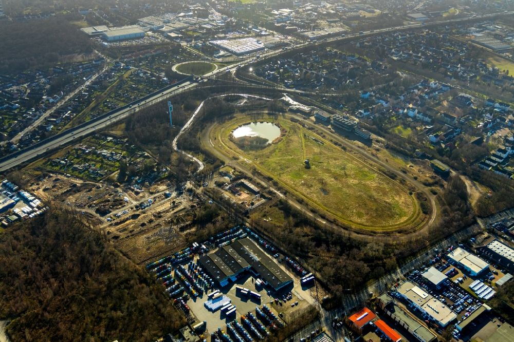 Aerial image Recklinghausen - Development, demolition and renovation work on the site of the former racetrack - Trabrennbahn in Recklinghausen in the state North Rhine-Westphalia, Germany