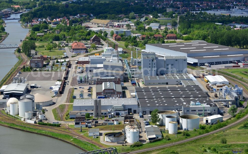 Genthin from above - View of modification and expansion works at the industrial and chemical plants of the Waschmittelwerk Genthin GmbH in the state of Saxony-Anhalt