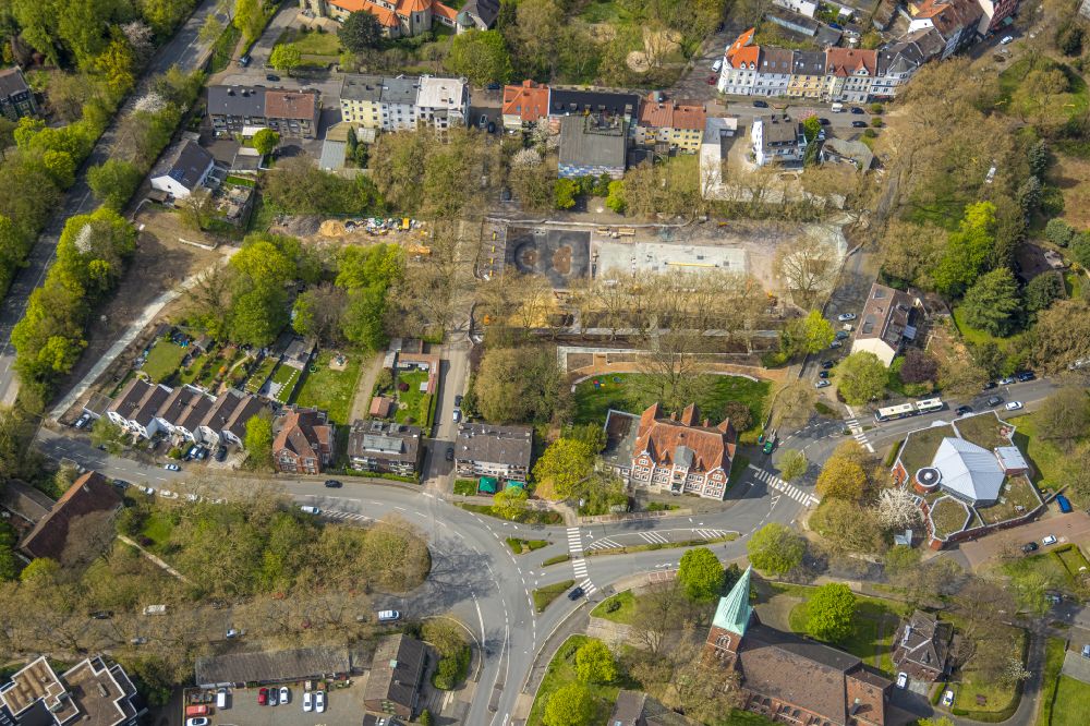 Bochum from above - Reconstruction measures on Werner Marktplatz in the Werne district of Bochum in the Ruhr area in the state of North Rhine-Westphalia, Germany