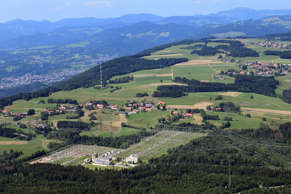 Aerial photograph Rickenbach - On the plateau of the mountain range Hotzenwald at Bergalingen, Jungholz the transformer station Kuehmoos of Schluchseewerk AG in Rickenbach in the state Baden-Wurttemberg, Germany