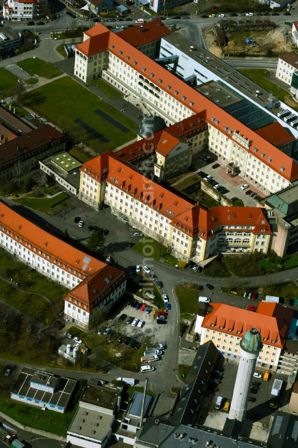 Würzburg from above - Hospital grounds of the Clinic UKW in Wuerzburg in the state Bavaria, Germany