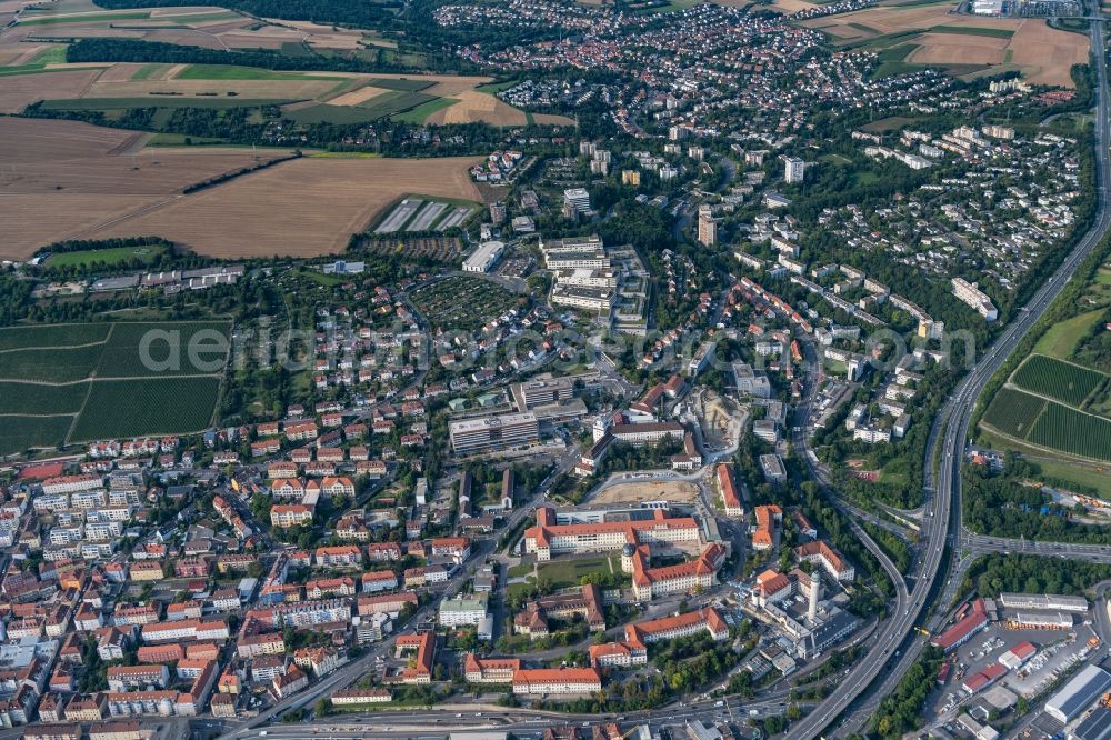 Aerial photograph Würzburg - Hospital grounds of the Clinic UKW in Wuerzburg in the state Bavaria, Germany
