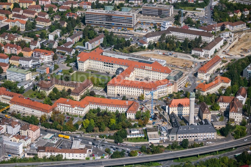 Aerial image Würzburg - Hospital grounds of the Clinic UKW in Wuerzburg in the state Bavaria, Germany
