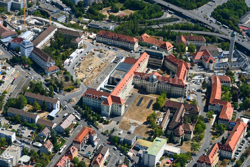 Würzburg from the bird's eye view: Hospital grounds of the Clinic UKW in Wuerzburg in the state Bavaria, Germany