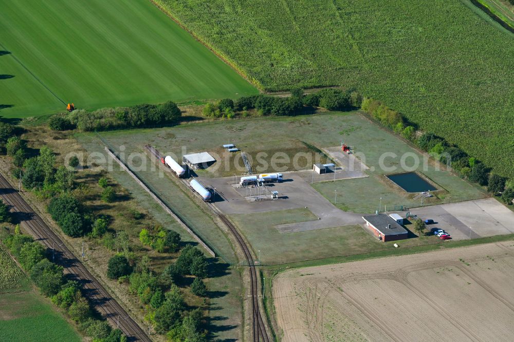 Aerial photograph Alt Zachun - Underground gas storage field on street Kloecknerstrasse in Alt Zachun in the state Mecklenburg - Western Pomerania, Germany