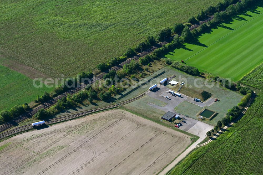 Aerial image Alt Zachun - Underground gas storage field on street Kloecknerstrasse in Alt Zachun in the state Mecklenburg - Western Pomerania, Germany