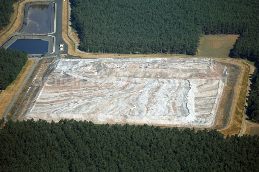 Aerial photograph Gorleben - Safety fence at the underground storage facility for radioactive waste and fuel rods on street Rottlebener Weg in Gorleben in the state Lower Saxony, Germany