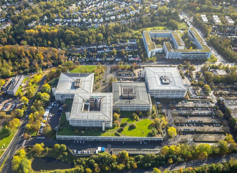 Aerial image Essen - Administration building of the company Karstadt Warenhaus GmbH on Theodor-Althoff-Strasse in Essen in the state North Rhine-Westphalia, Germany