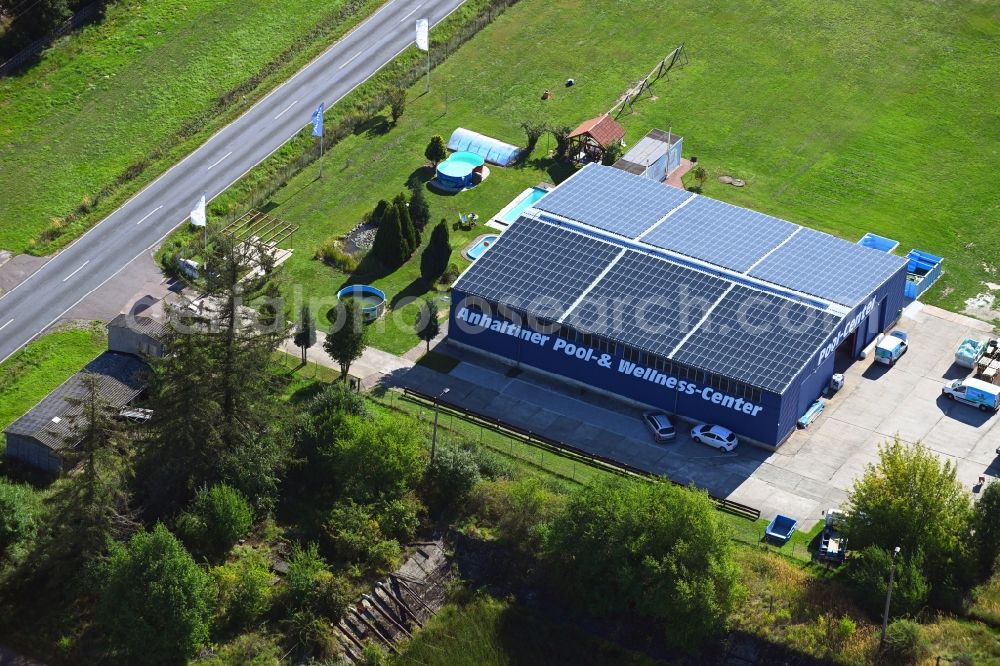 Aerial image Zieko - Administration building of the company of Anhaltiner Pool- & Wellness-Center in Zieko in the state Saxony-Anhalt, Germany