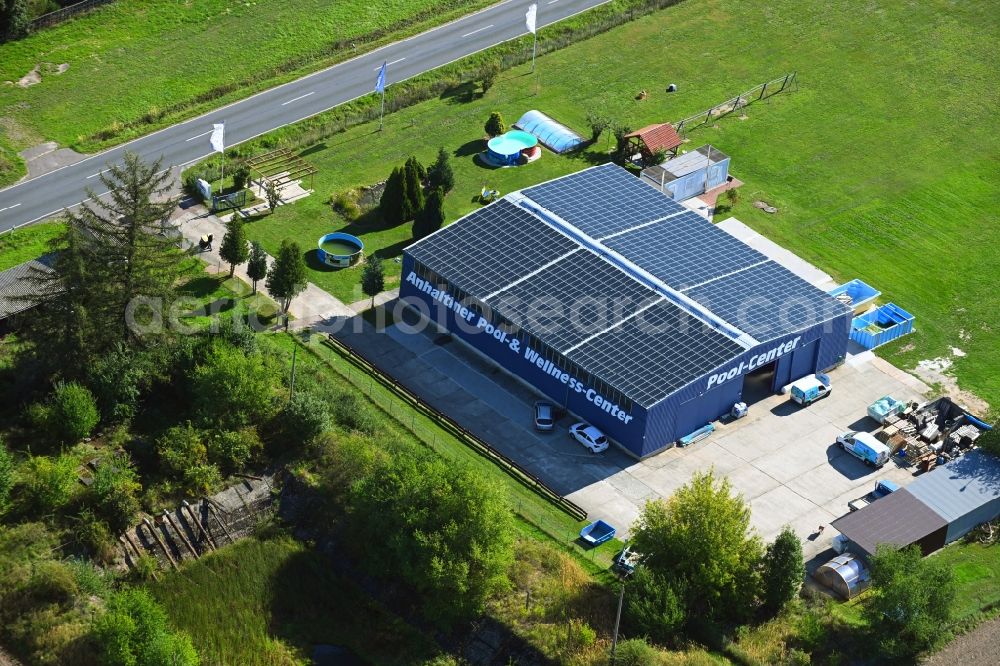 Aerial photograph Zieko - Administration building of the company of Anhaltiner Pool- & Wellness-Center in Zieko in the state Saxony-Anhalt, Germany