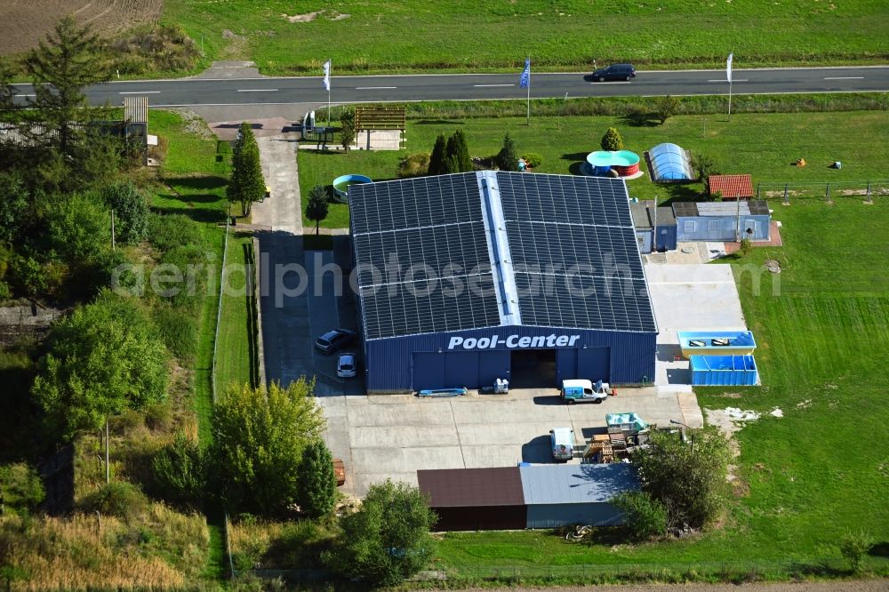 Aerial image Zieko - Administration building of the company of Anhaltiner Pool- & Wellness-Center in Zieko in the state Saxony-Anhalt, Germany