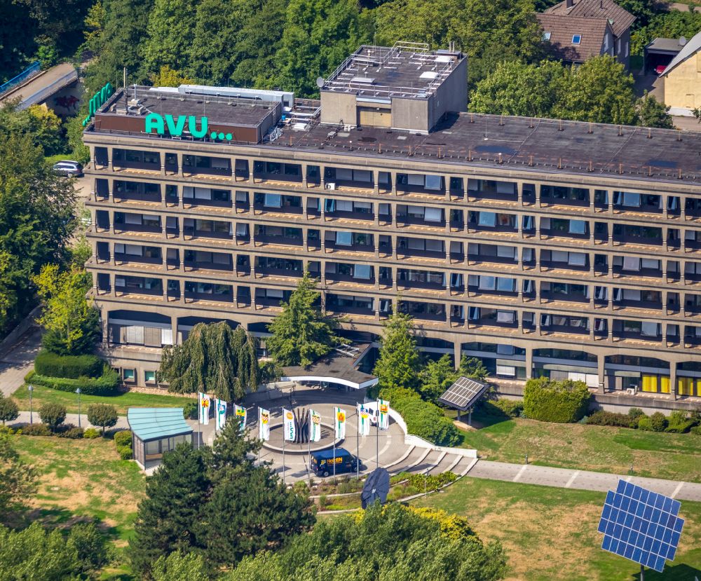 Aerial photograph Gevelsberg - Administration building of the company AVU Aktiengesellschaft fuer Versorgungs-Unternehmen An of Drehbonk on street An der Drehbank in the district Heck in Gevelsberg in the state North Rhine-Westphalia, Germany