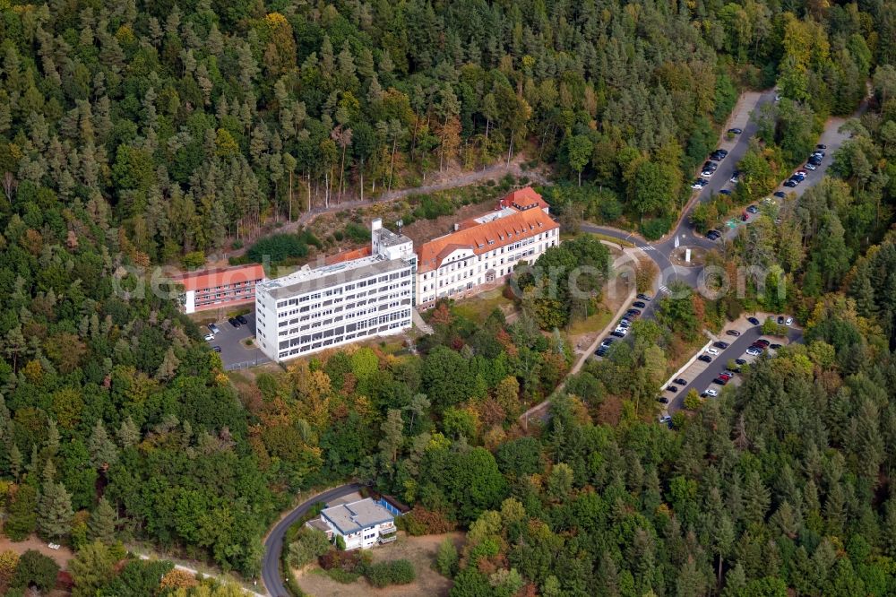Aerial image Lohr am Main - Administration building of the company of Bosch Rexroth AG Maria-Theresien-Strasse in the district Sackenbach in Lohr am Main in the state Bavaria, Germany