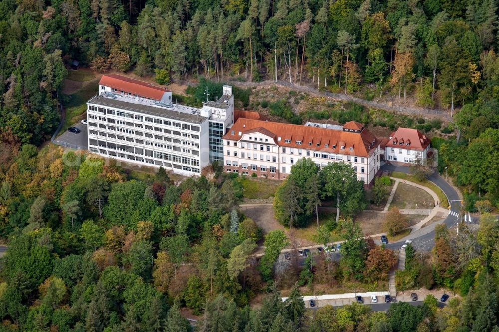 Lohr am Main from above - Administration building of the company of Bosch Rexroth AG Maria-Theresien-Strasse in the district Sackenbach in Lohr am Main in the state Bavaria, Germany