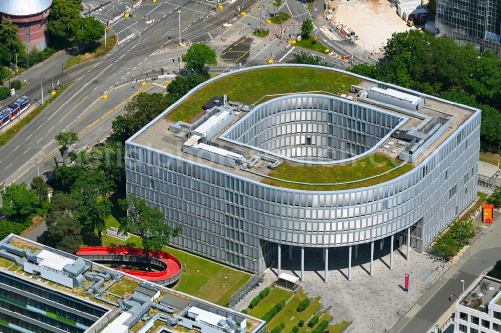 Darmstadt from the bird's eye view: Administration building of the company Deutsche Telekom - Future Campus on street Heinrich-Hertz-Strasse in Darmstadt in the state Hesse, Germany