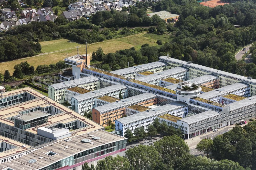 Bonn from above - Administration building of the company Deutsche Telekom on Landgrabenweg in the district Beuel in Bonn in the state North Rhine-Westphalia, Germany