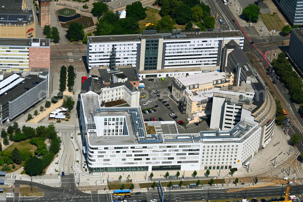 Aerial image Chemnitz - Administration building of the company Eins Energie on street Johannisstrasse in the district Zentrum in Chemnitz in the state Saxony, Germany