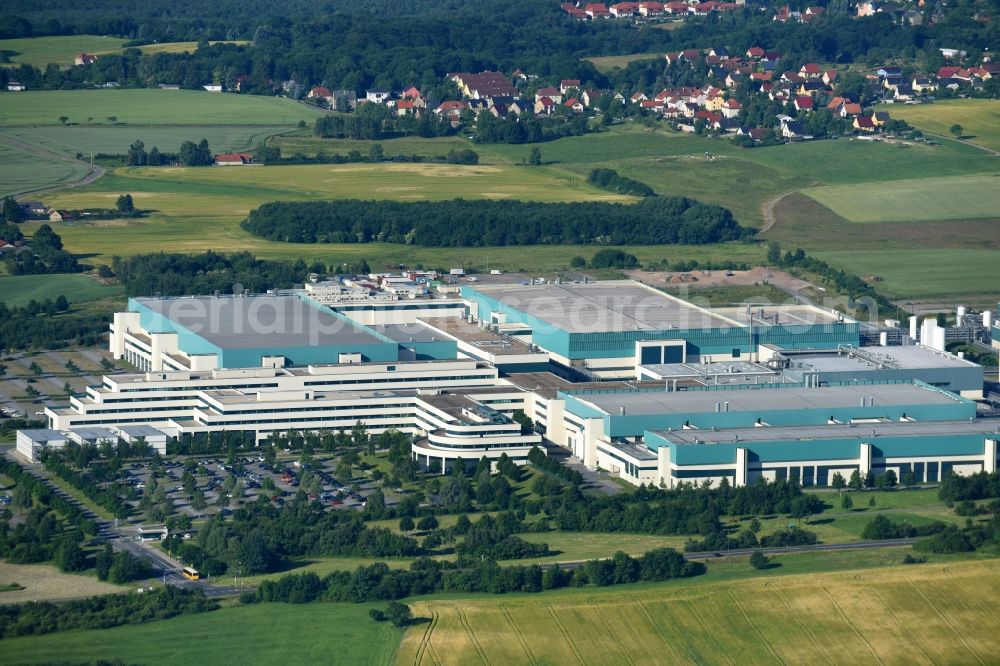 Dresden from the bird's eye view: Building of the company GLOBALFOUNDRIES on Wilschdorfer Landstrasse in Dresden in the state Saxony, Germany