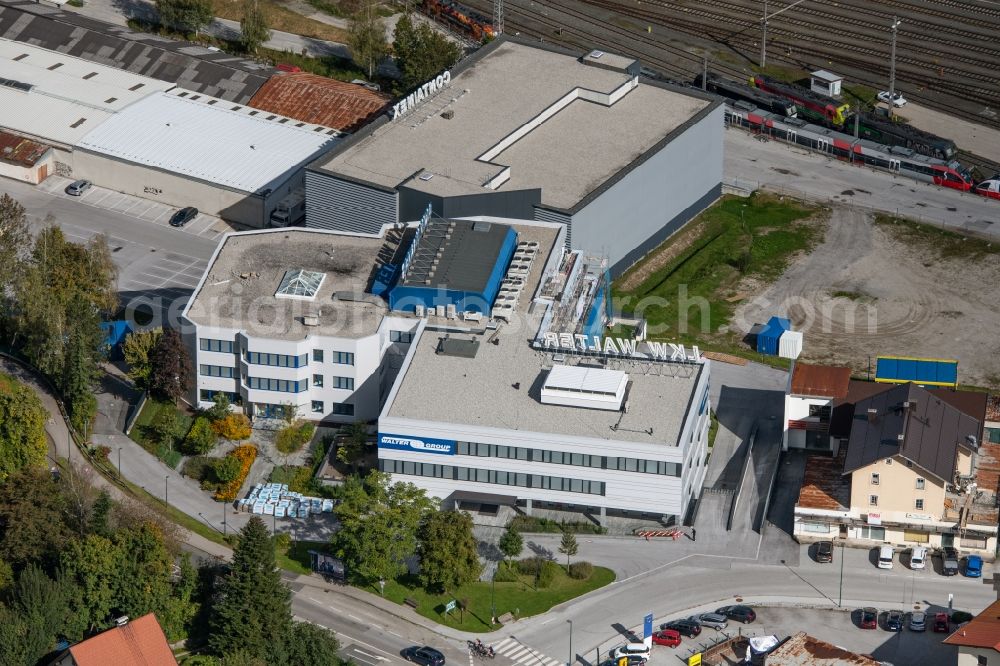 Kufstein from the bird's eye view: Administration building of the company LKW WALTER Internationale Transportorganisation AG on Zeller Strasse in Kufstein in Tirol, Austria