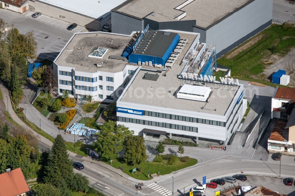 Aerial image Kufstein - Administration building of the company LKW WALTER Internationale Transportorganisation AG on Zeller Strasse in Kufstein in Tirol, Austria