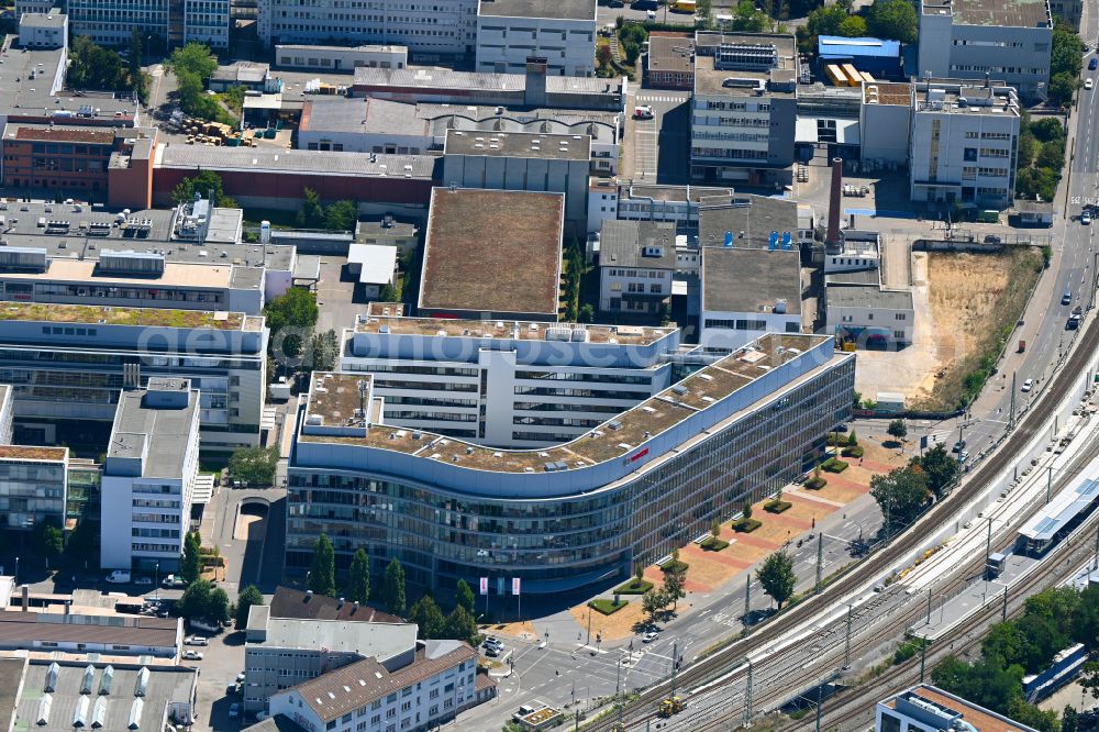 Aerial photograph Stuttgart - Administration building of the company of Robert-Bosch GmbH on Kruppstrasse in the district Feuerbach-Ost in Stuttgart in the state Baden-Wuerttemberg, Germany