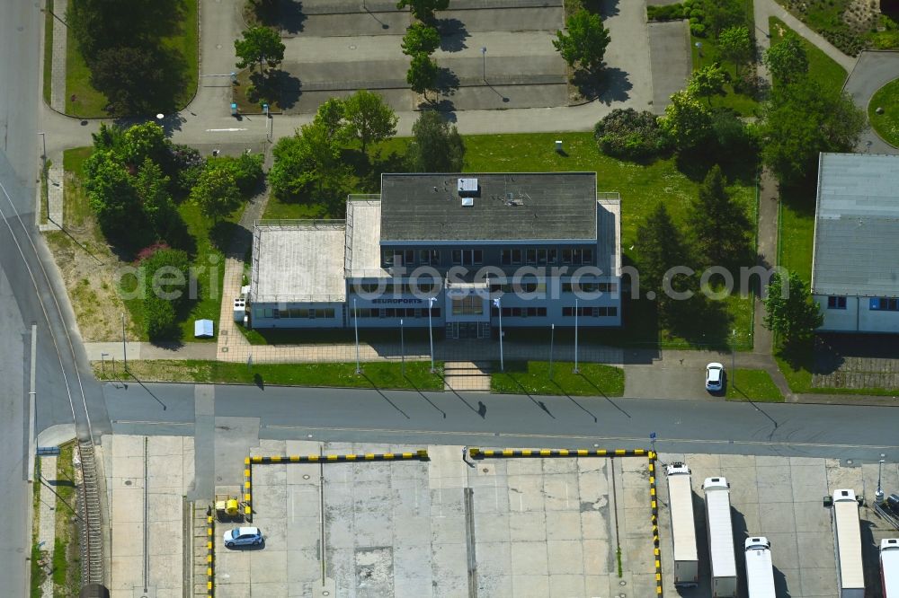 Rostock from the bird's eye view: Administration building of the company ROSTOCK PORT - EUROPORTS in the district Peez in Rostock in the state Mecklenburg - Western Pomerania, Germany