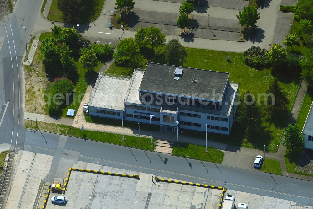 Aerial image Rostock - Administration building of the company ROSTOCK PORT - EUROPORTS in the district Peez in Rostock in the state Mecklenburg - Western Pomerania, Germany