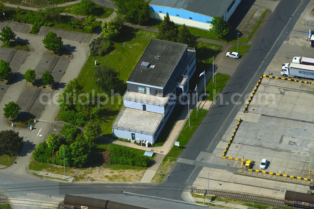 Rostock from above - Administration building of the company ROSTOCK PORT - EUROPORTS in the district Peez in Rostock in the state Mecklenburg - Western Pomerania, Germany