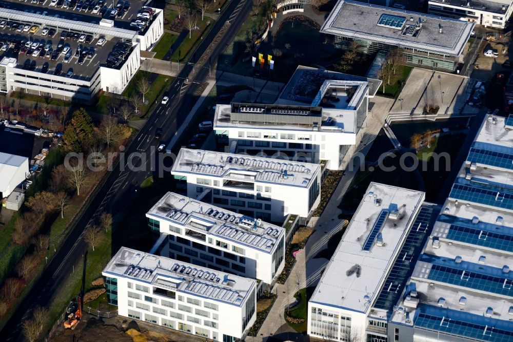 Göttingen from above - Administration building of the company of Sartorius AG in Goettingen in the state Lower Saxony, Germany