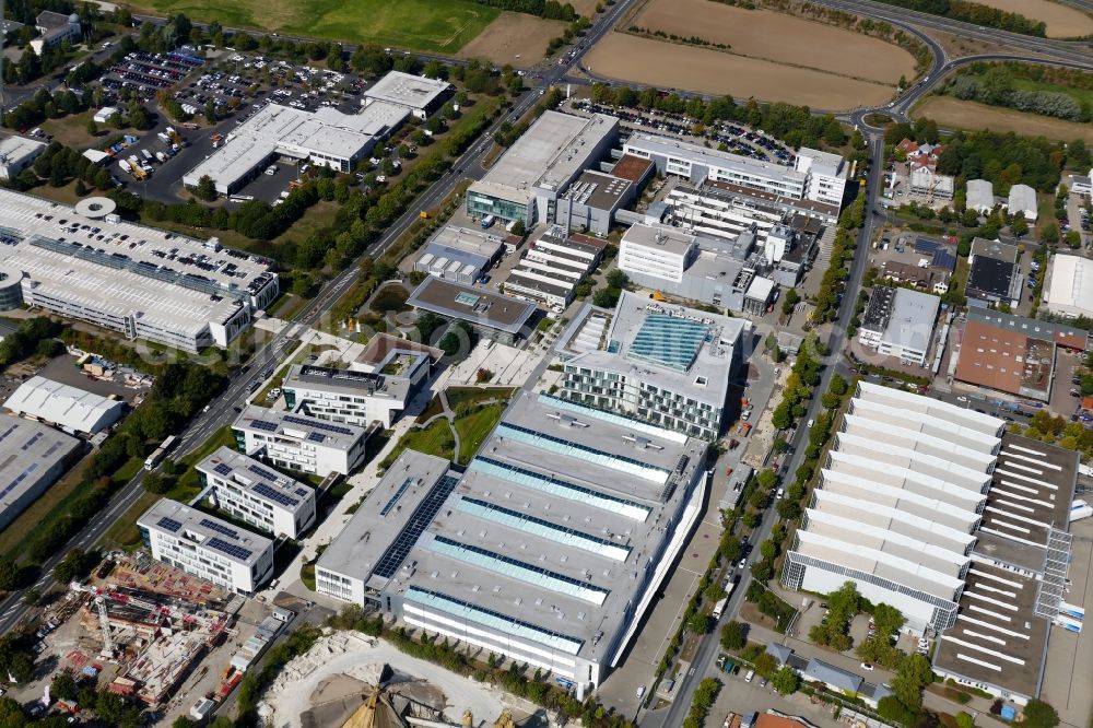 Göttingen from above - Administration building of the company of Sartorius AG in Goettingen in the state Lower Saxony, Germany