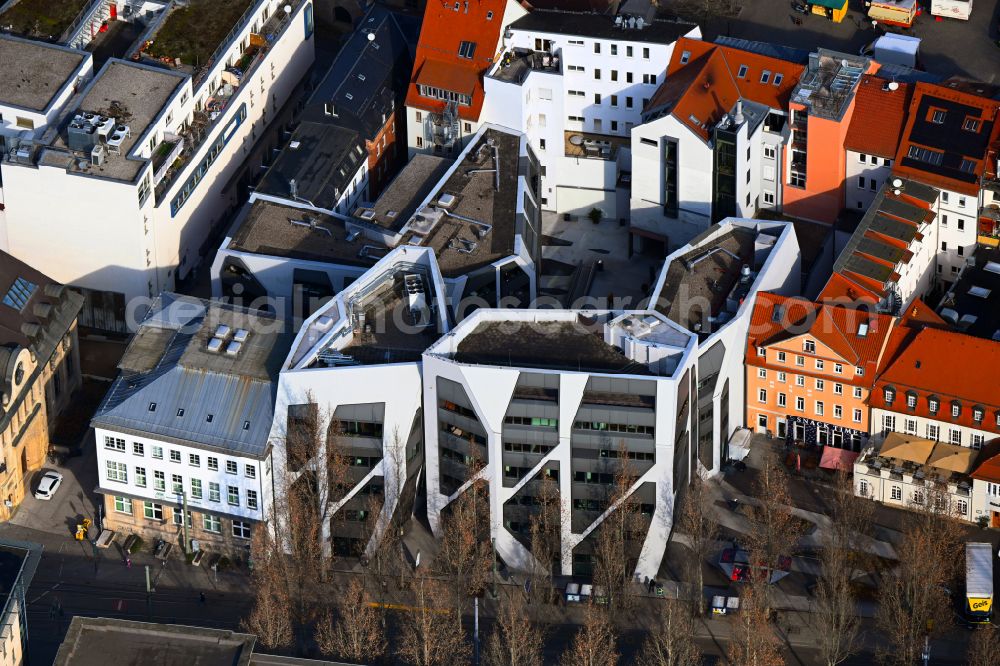 Jena from above - Administration building of the company Sonnenhof of the housing cooperative Carl Zeiss on Sonnenhof street in the district of Kolba in Jena in the state Thuringia, Germany