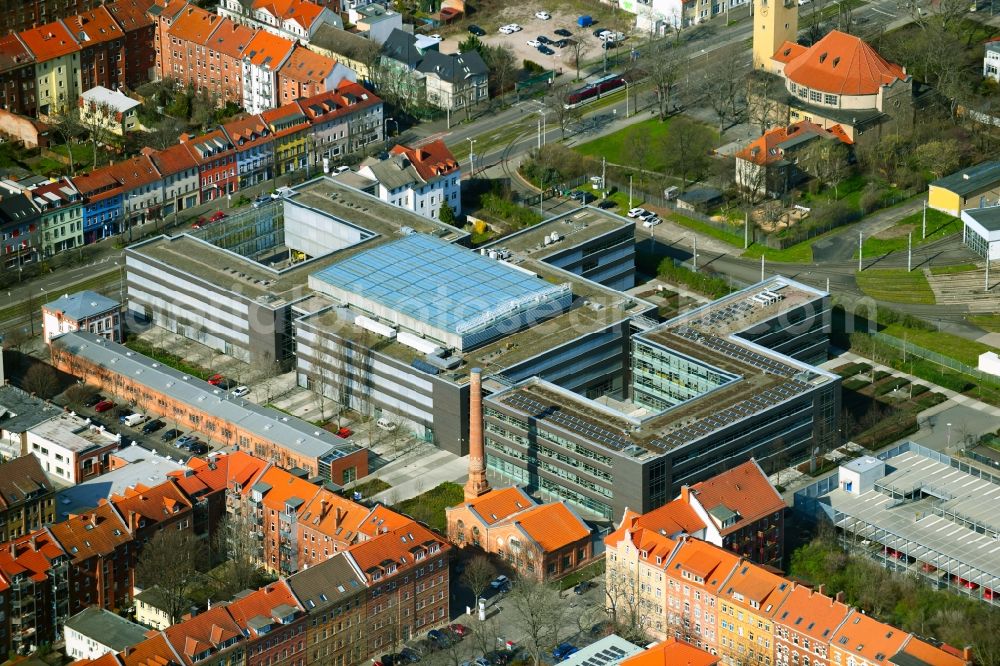 Erfurt from the bird's eye view: Administration building of the company of SWE Stadtwerke Erfurt GmbH on Magdeburger Allee in the district Andreasvorstadt in Erfurt in the state Thuringia, Germany