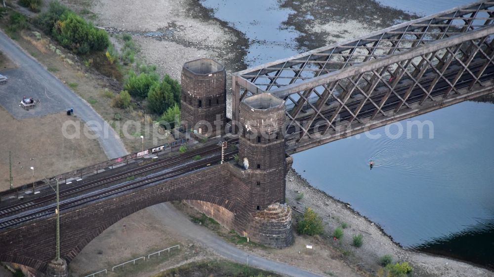 Aerial image Urmitz - Urmitzer railway bridge over the Rhine in Urmitz in the state Rhineland-Palatinate, Germany