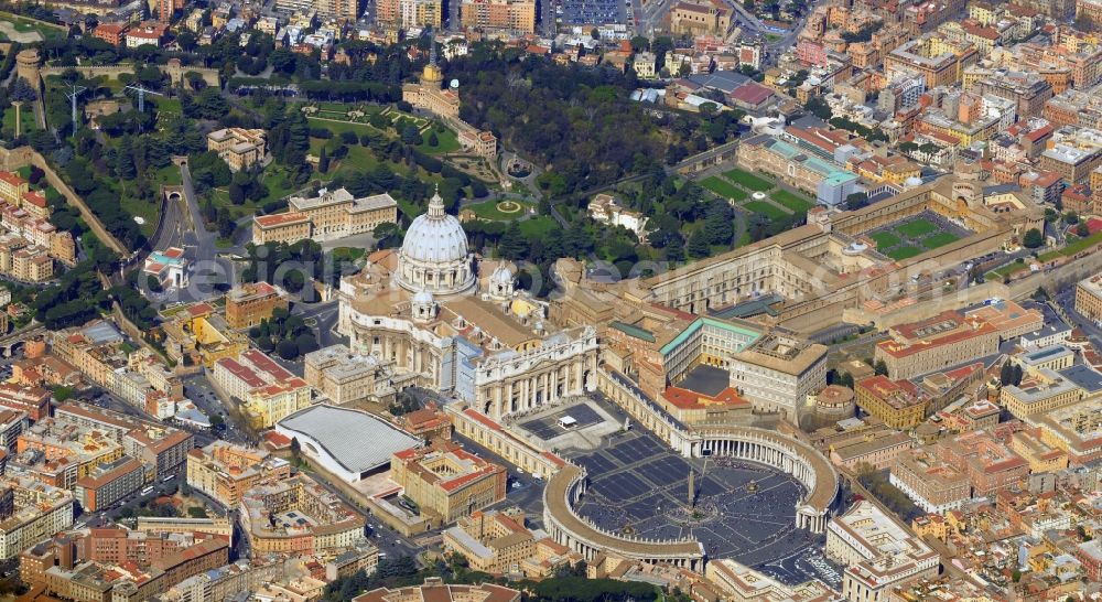 Rom from the bird's eye view: Vatican in Vatican City with St Peter's Square - an enclave in Rome, Italy