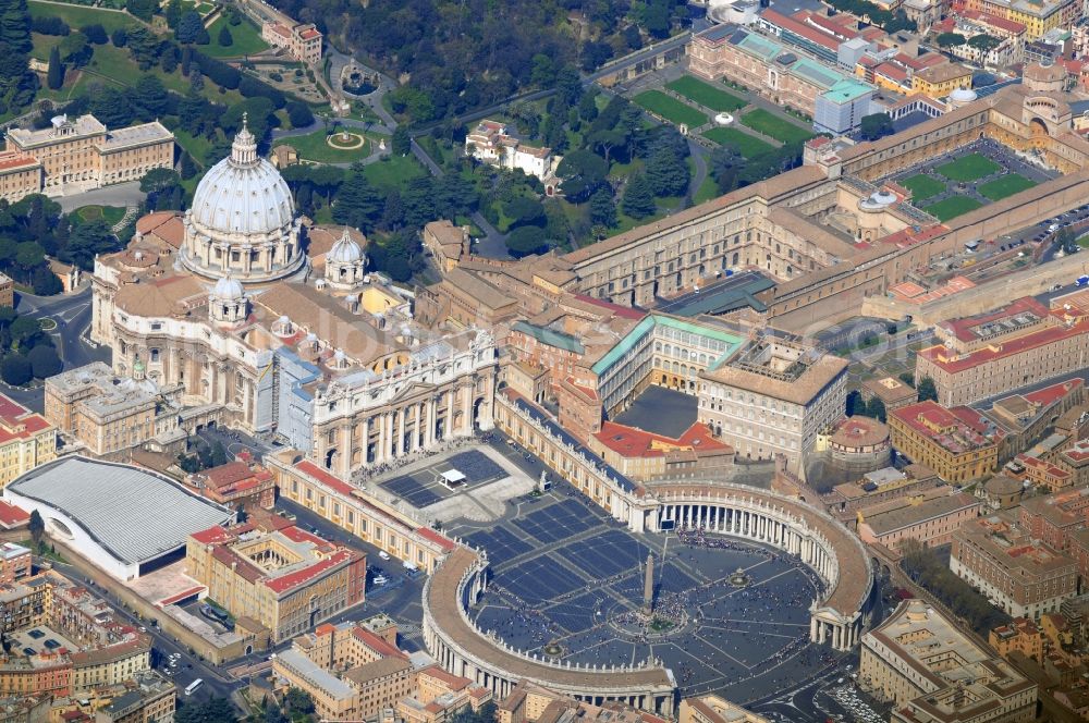 Aerial image Rom - Vatican in Vatican City with St Peter's Square - an enclave in Rome, Italy