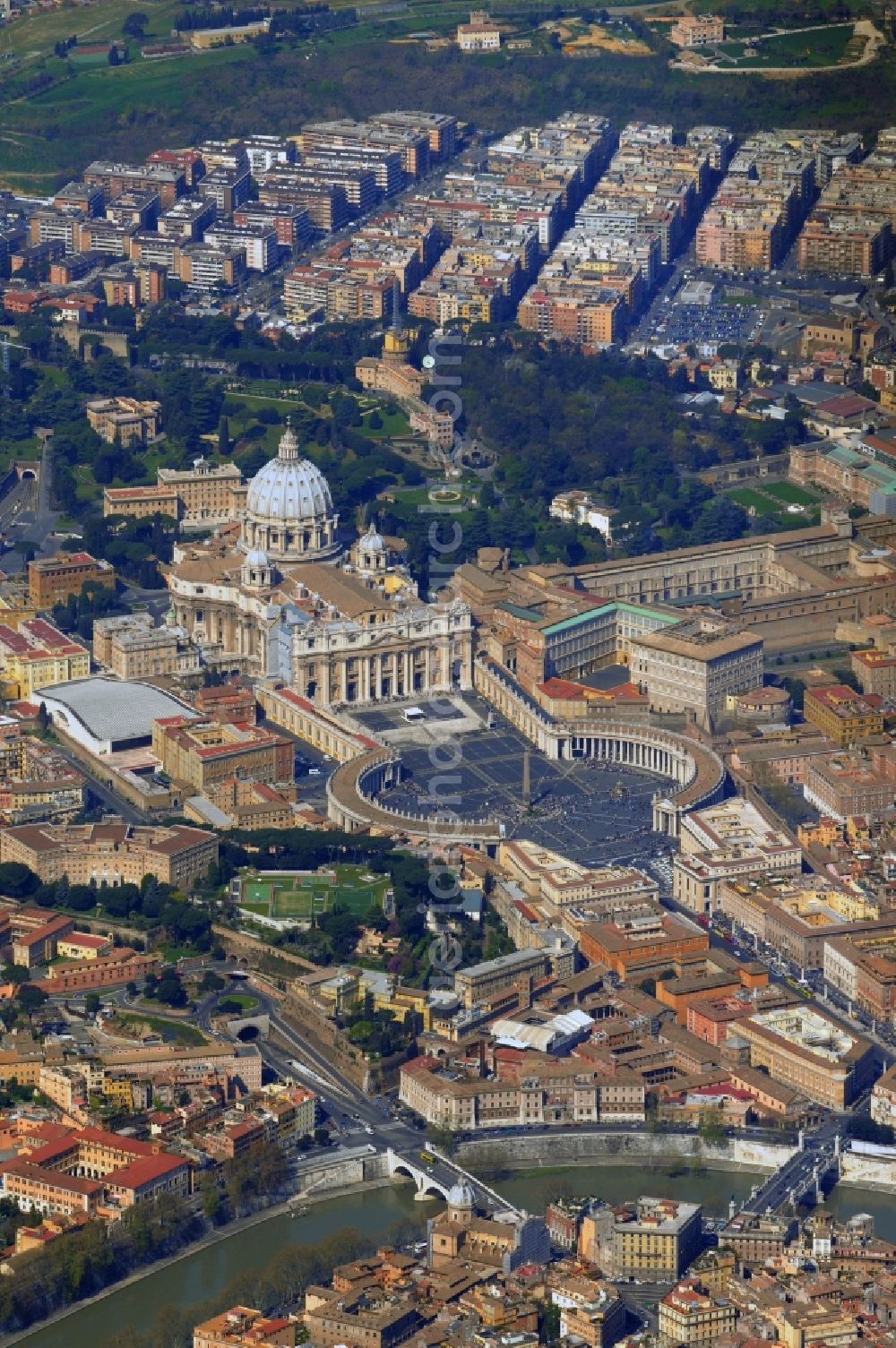 Aerial image Rom - Vatican in Vatican City with St Peter's Square - an enclave in Rome, Italy
