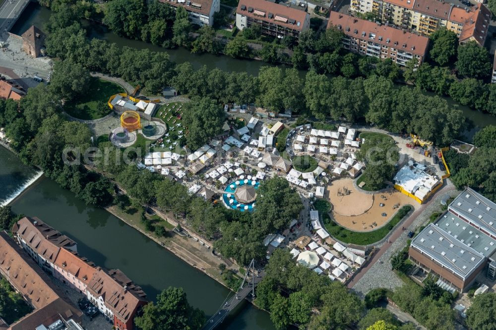 Aerial photograph Nürnberg - Participants at the event area auf of Insel Schuett in Nuremberg in the state Bavaria, Germany