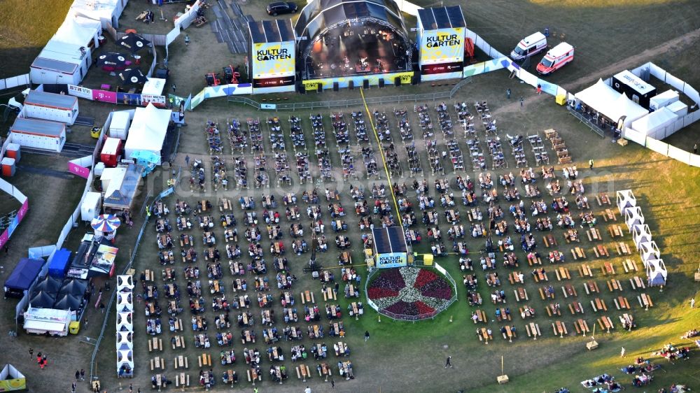 Bonn from above - Event area of the Kulturgarten music event in the Rheinaue in Bonn in the state North Rhine-Westphalia, Germany