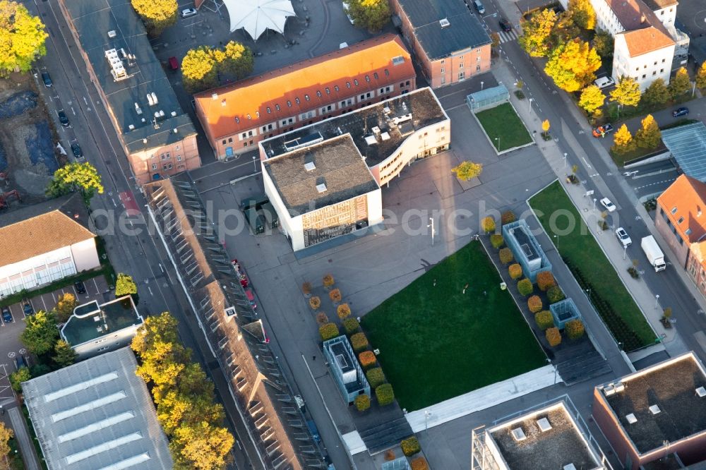 Ludwigsburg from above - Building of the indoor arena Forum on Schlosspark in Ludwigsburg in the state Baden-Wurttemberg, Germany