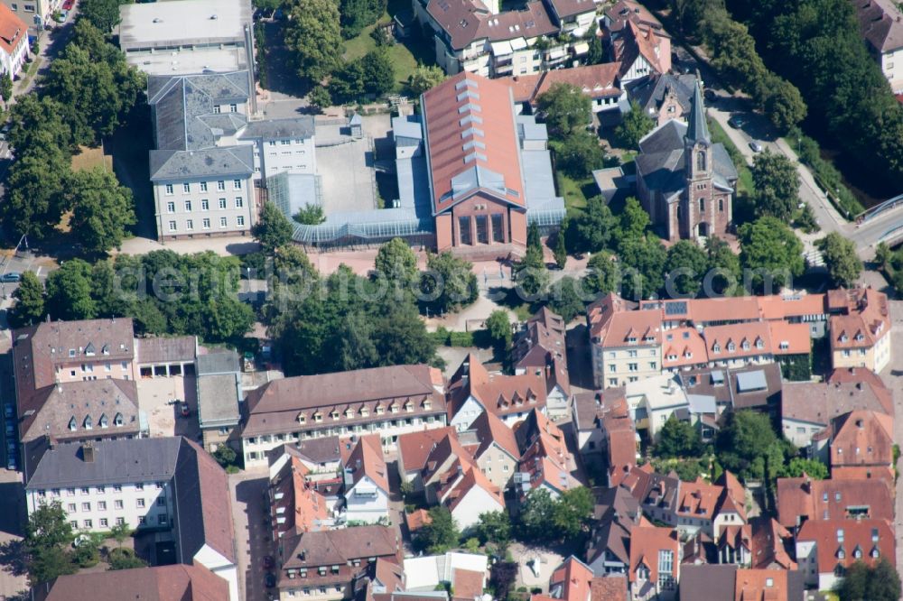 Aerial image Ettlingen - Building of the indoor arena Gartenhalle in Ettlingen in the state Baden-Wuerttemberg
