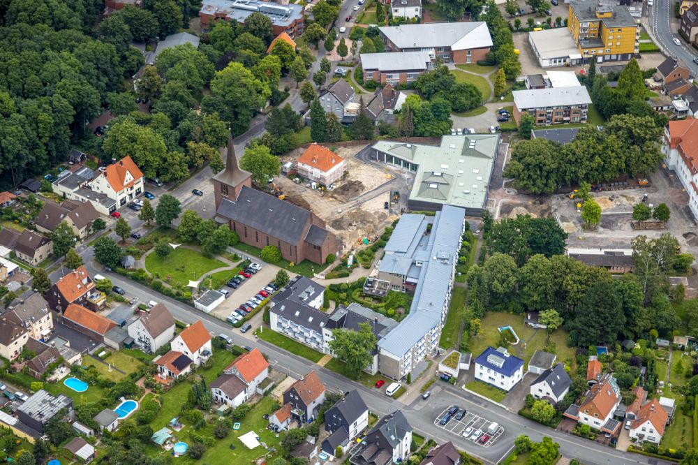 Herringen from above - Building of the event hall Haus der Begegnung in Herringen in the Ruhr area in the state of North Rhine-Westphalia, Germany