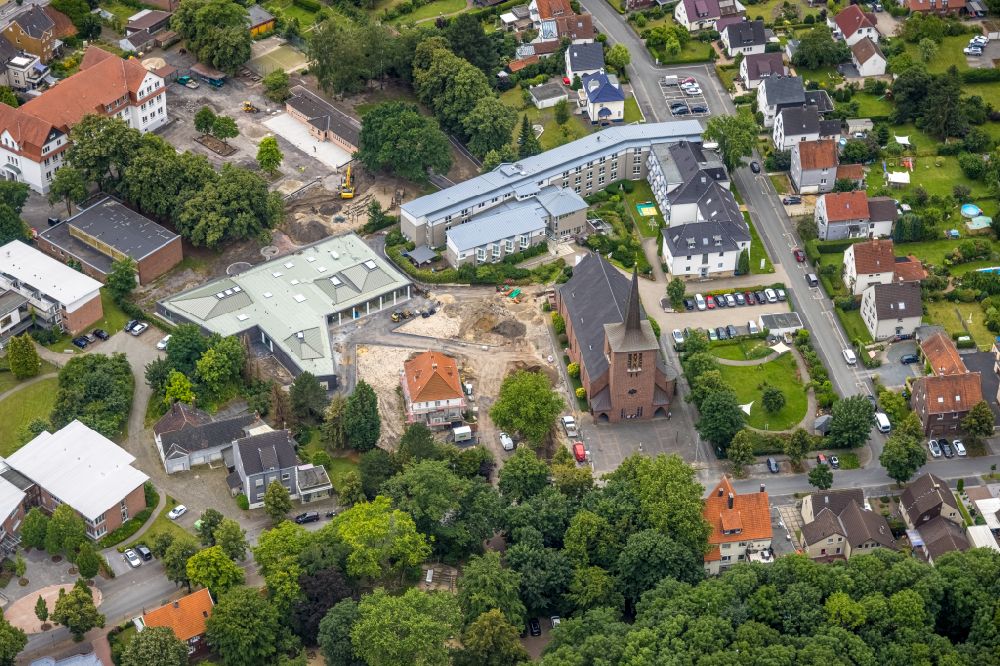 Aerial image Herringen - Building of the event hall Haus der Begegnung in Herringen in the Ruhr area in the state of North Rhine-Westphalia, Germany