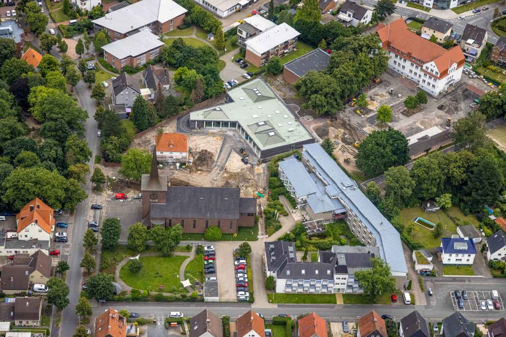 Aerial photograph Herringen - Building of the event hall Haus der Begegnung in Herringen in the Ruhr area in the state of North Rhine-Westphalia, Germany