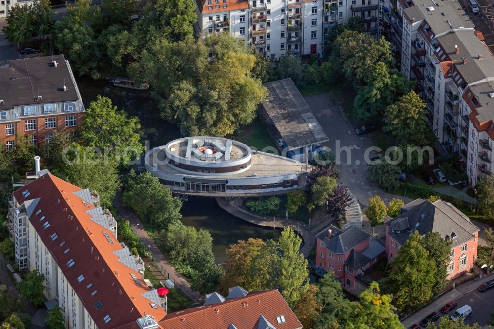 Aerial photograph Leipzig - Building of the indoor arena Kulturhafen on Riverboat on street Erich-Zeigner-Allee in the district Plagwitz in Leipzig in the state Saxony, Germany