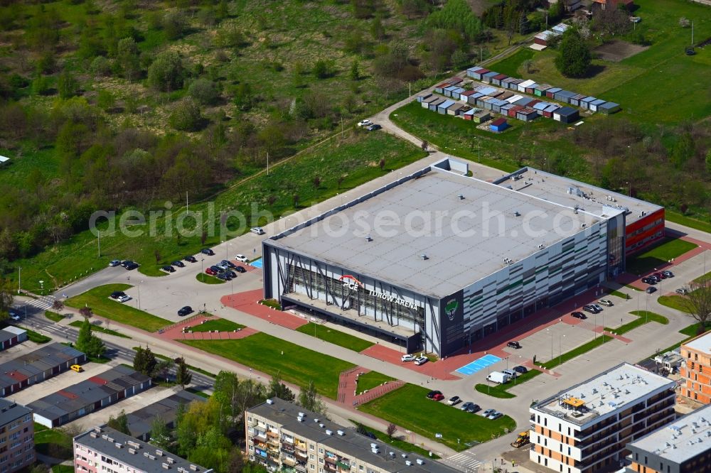 Aerial photograph Zgorzelec - Gerltsch - Building of the indoor arena PGE Turow Arena on Lubanska Strasse in Zgorzelec - Gerltsch in Dolnoslaskie - Niederschlesien, Poland