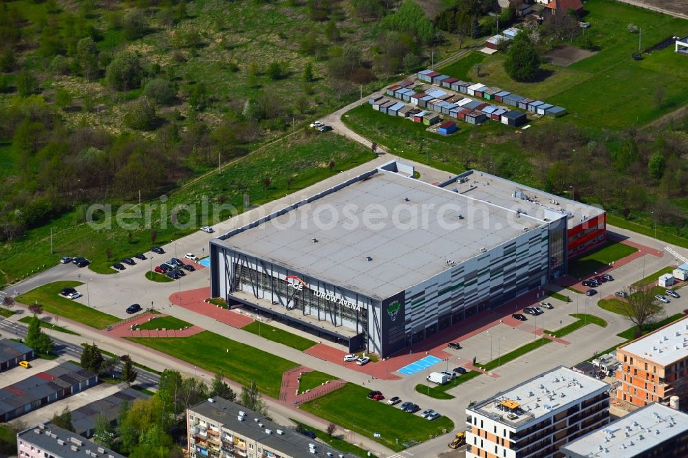 Zgorzelec - Gerltsch from above - Building of the indoor arena PGE Turow Arena on Lubanska Strasse in Zgorzelec - Gerltsch in Dolnoslaskie - Niederschlesien, Poland